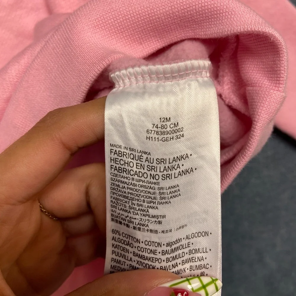 Nike Sweatshirt Toddlers 12M Pink Cotton Fleece Lined Ribbed Hem Swoosh Logo